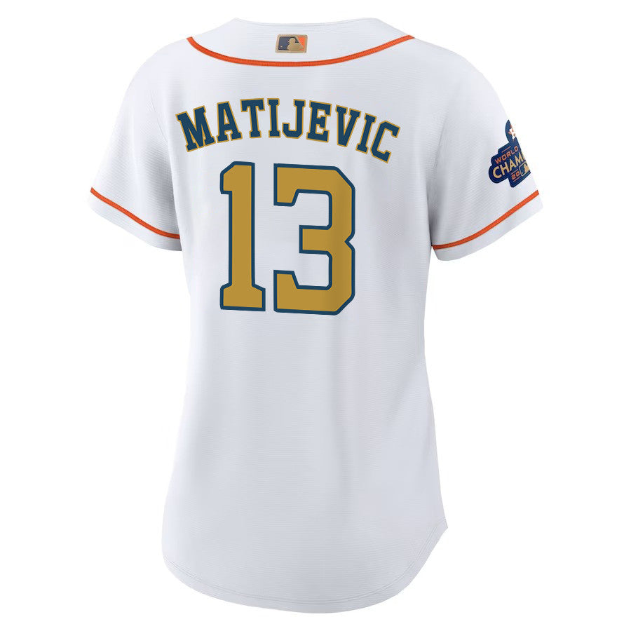 J.J. Matijevic 13 Houston Astros 2023 Women Jersey - White/Gold