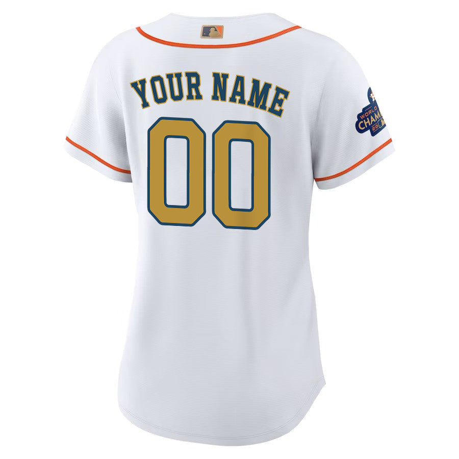 Custom 00 Houston Astros 2023 Women Jersey - White/Gold