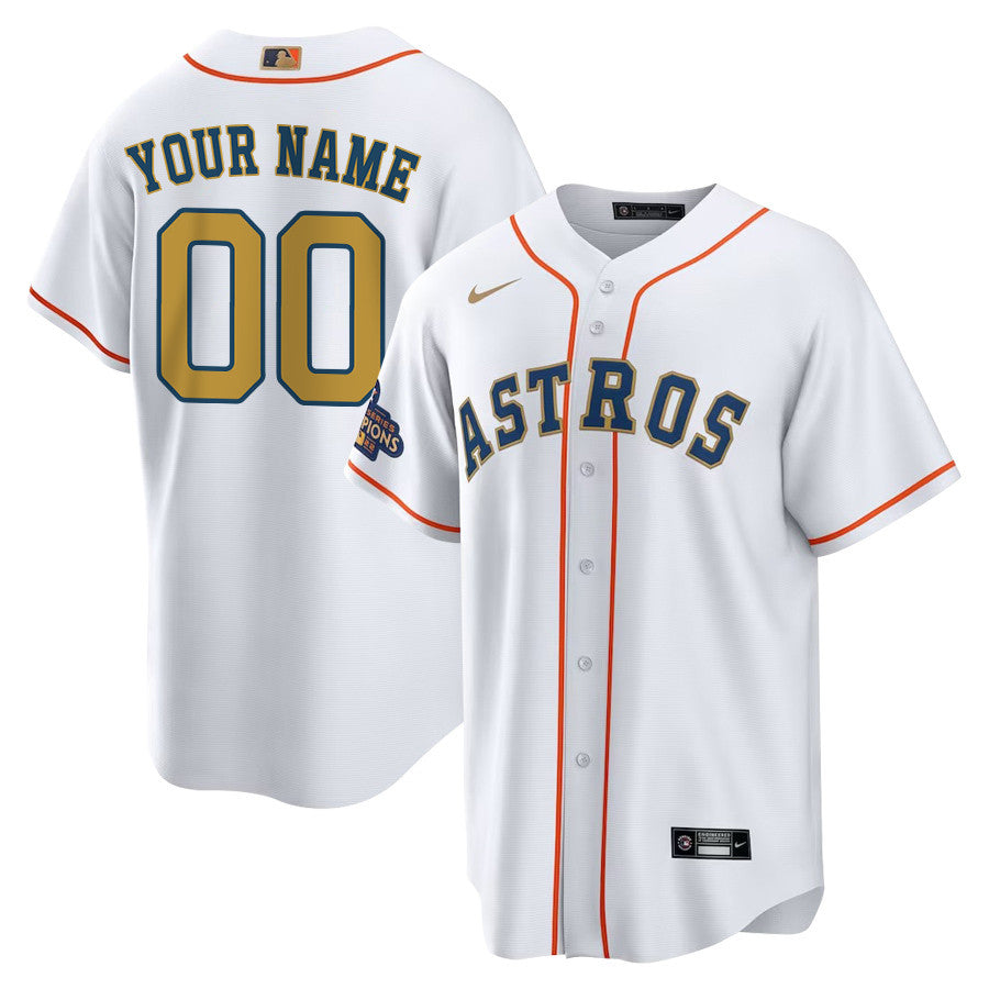 Custom 00 Houston Astros 2023 Men Jersey - White/Gold