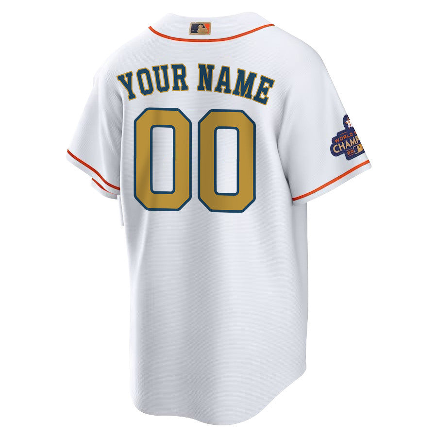 Custom 00 Houston Astros 2023 Men Jersey - White/Gold