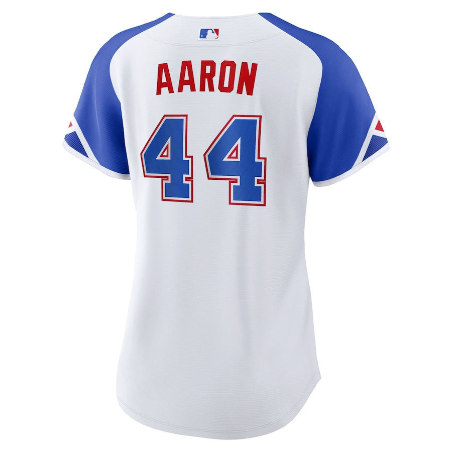Hank Aaron 44 Atlanta Braves 2023 City Connect Women Jersey - White