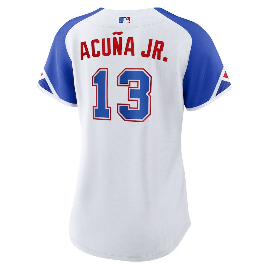 Ronald Acuña Jr. 13 Atlanta Braves 2023 City Connect Women Jersey - White