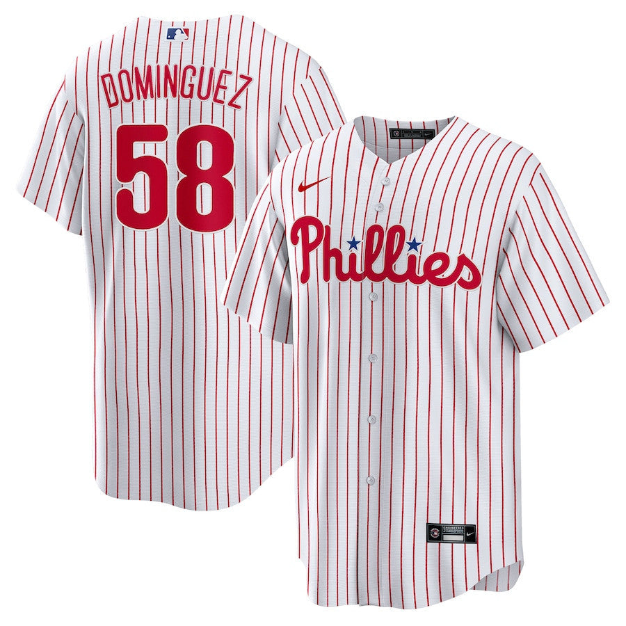 Seranthony Domínguez 58 Philadelphia Phillies Men Jersey - White