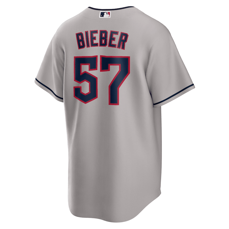 Shane Bieber 57 Cleveland Guardians Road Men Jersey - Gray