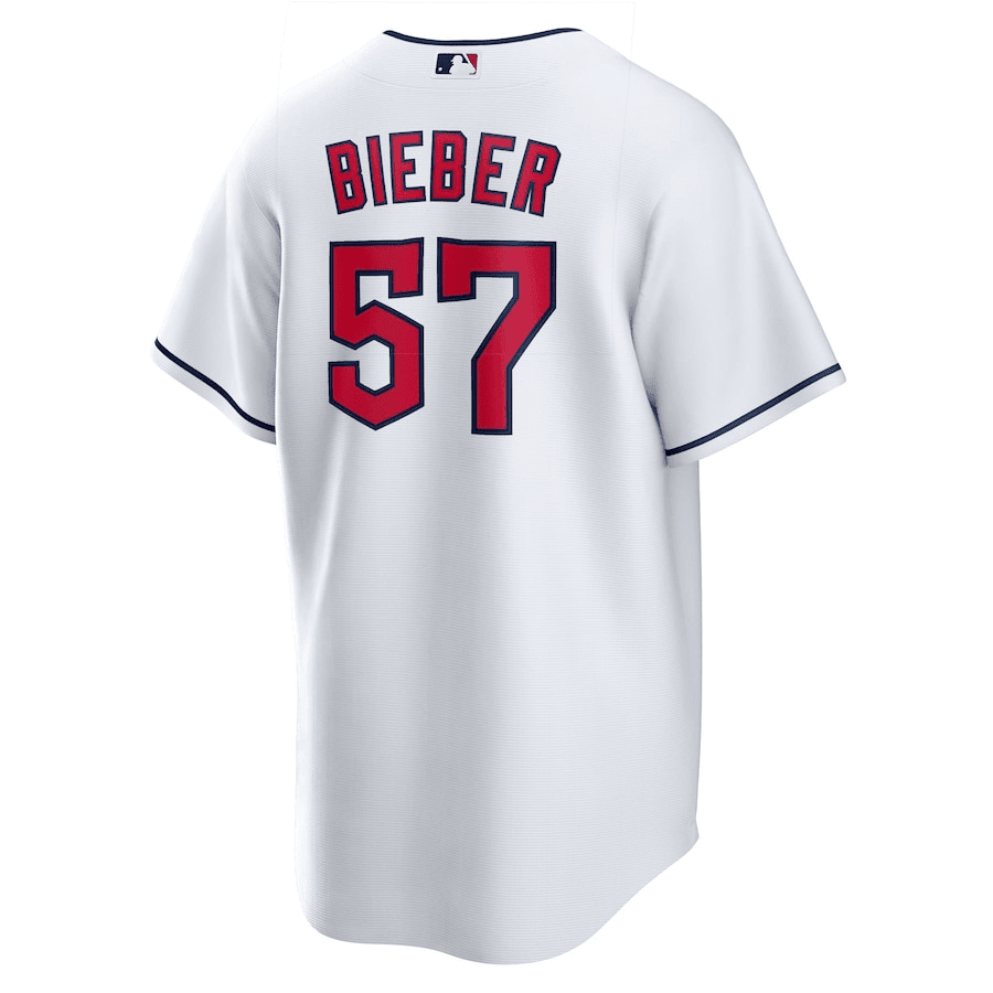 Shane Bieber 57 Cleveland Guardians Home Men Jersey - White