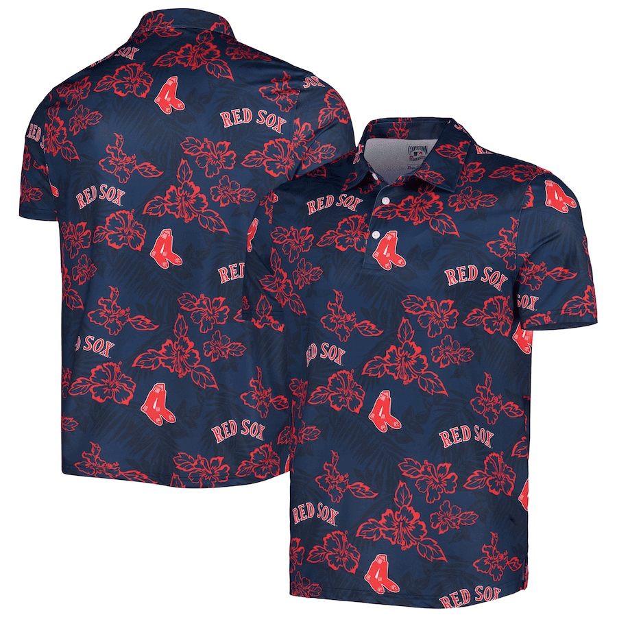 Boston Red Sox Reyn Spooner Cooperstown Collection Puamana Print Polo - Navy