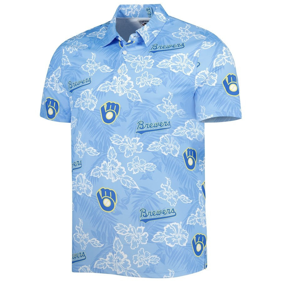 Milwaukee Brewers Reyn Spooner Cooperstown Collection Puamana Print Polo - Royal