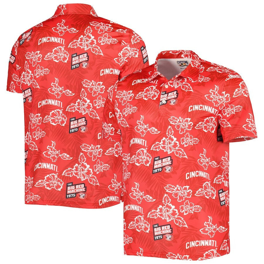 Cincinnati Reds Reyn Spooner Cooperstown Collection Puamana Print Polo - Red