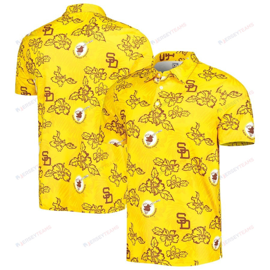 San Diego Padres Reyn Spooner Cooperstown Collection Puamana Print Polo - Gold
