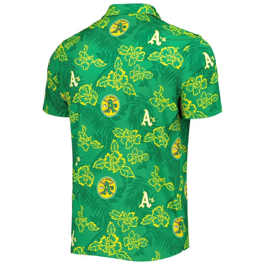 Oakland Athletics Reyn Spooner Cooperstown Collection Puamana Print Polo - Green