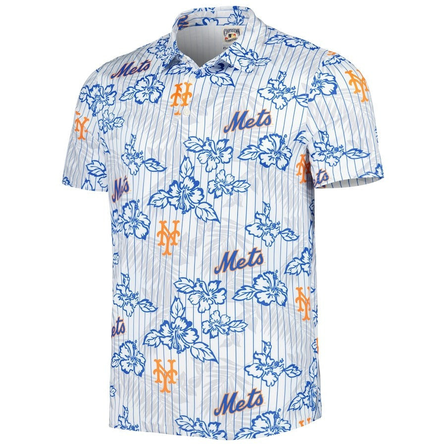New York Mets Reyn Spooner Cooperstown Collection Puamana Print Polo - White