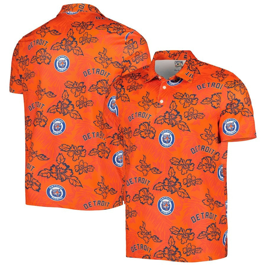 Detroit Tigers Reyn Spooner Cooperstown Collection Puamana Print Polo - Orange