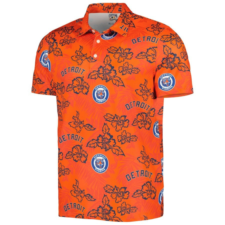 Detroit Tigers Reyn Spooner Cooperstown Collection Puamana Print Polo - Orange