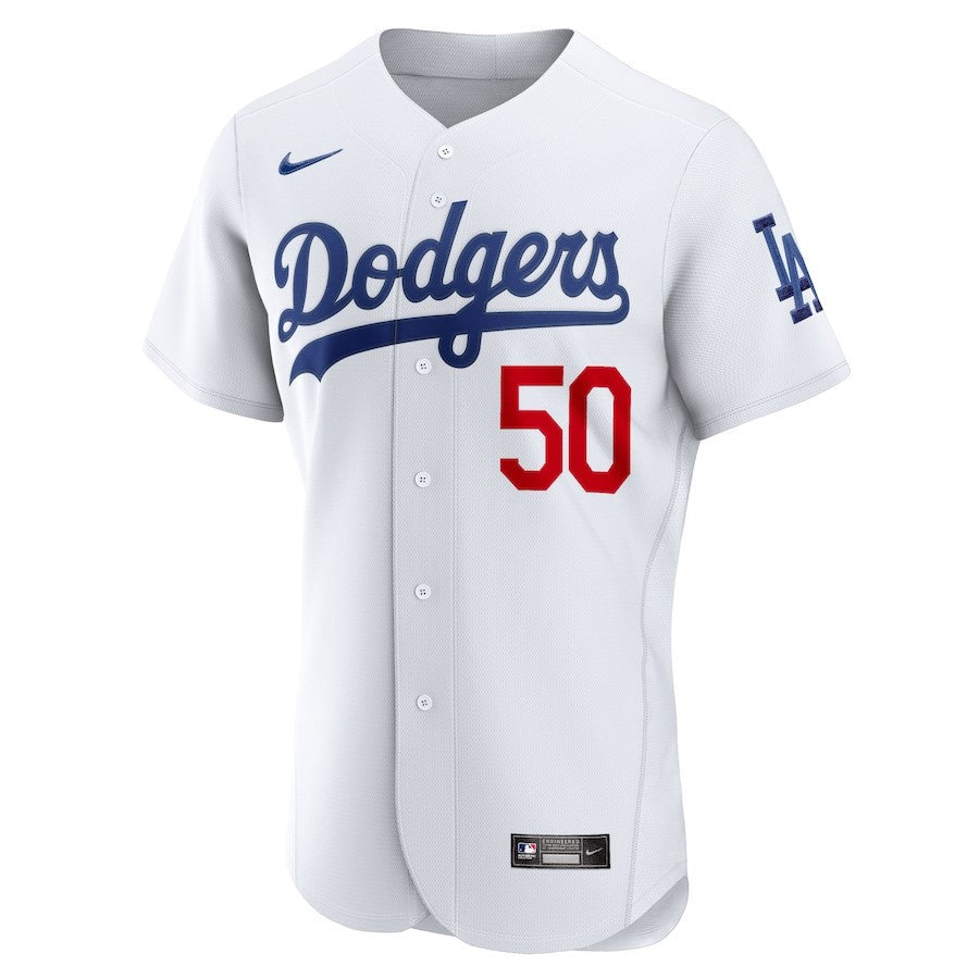 Mookie Betts 50 Los Angeles Dodgers Home Player Elite Jersey - White
