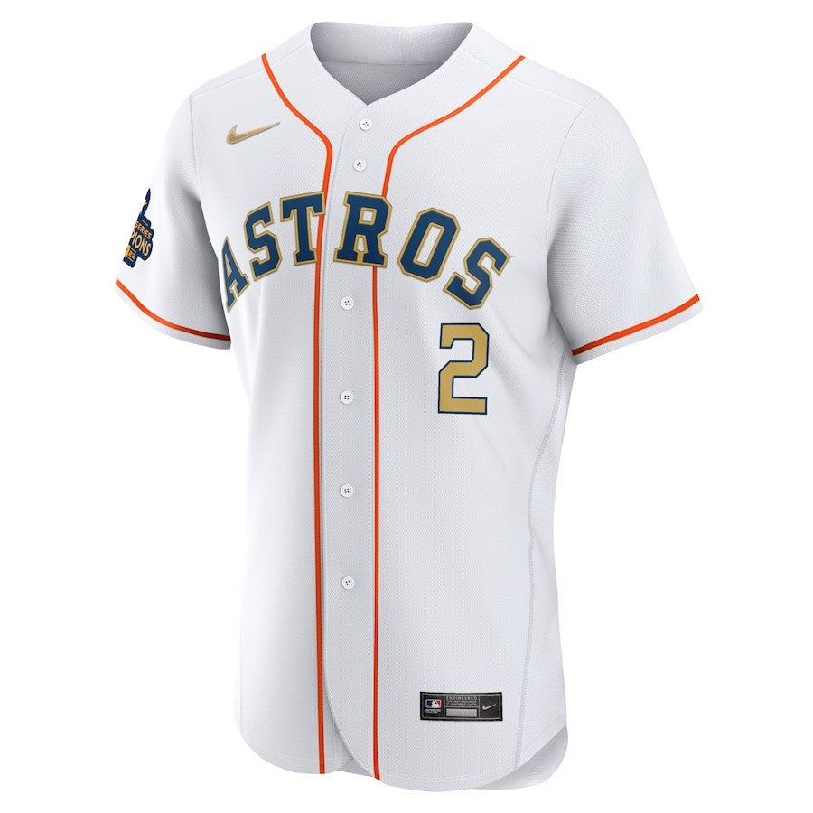 Alex Bregman 2 Houston Astros 2023 Gold Collection Player Elite Jersey - White