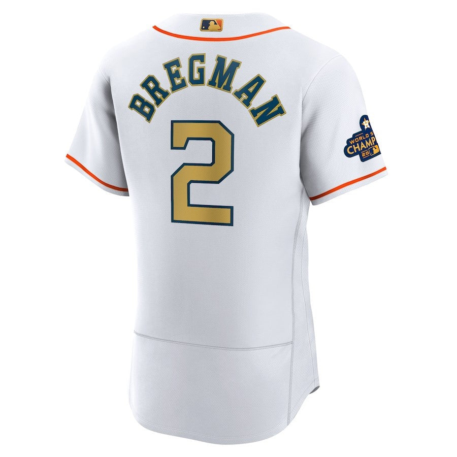 Alex Bregman 2 Houston Astros 2023 Gold Collection Player Elite Jersey - White