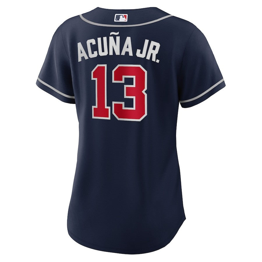 Ronald Acuna Jr. 13 Atlanta Braves Women's Alternate Player Jersey - Navy