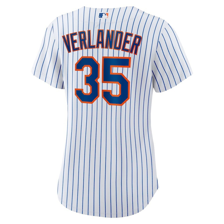 Justin Verlander 35 New York Mets Women's Home Player Jersey - White/Royal