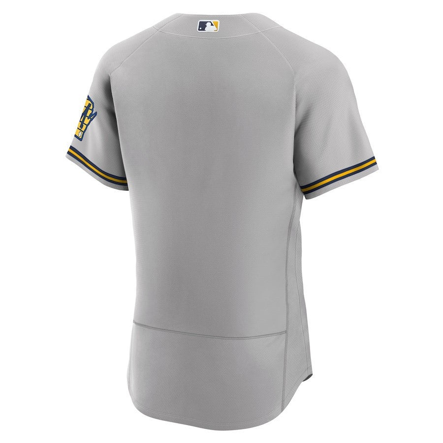 Milwaukee Brewers Road Team Logo Elite Jersey - Gray