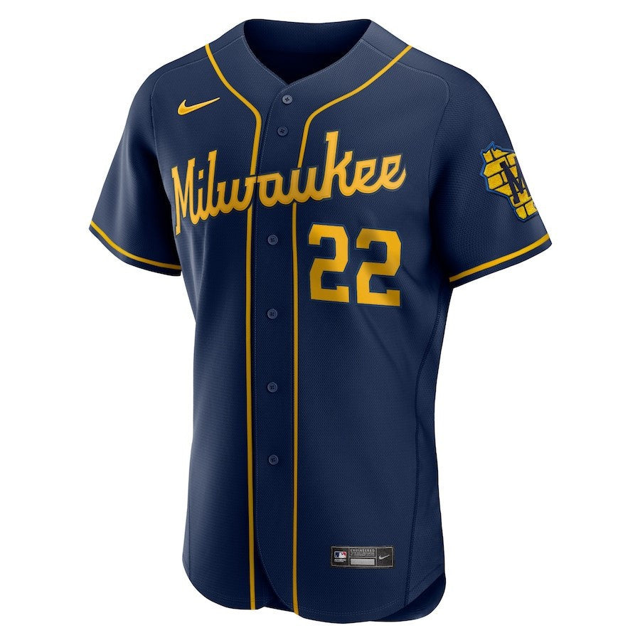 Christian Yelich 22 Milwaukee Brewers Alternate Player Elite Jersey - Navy