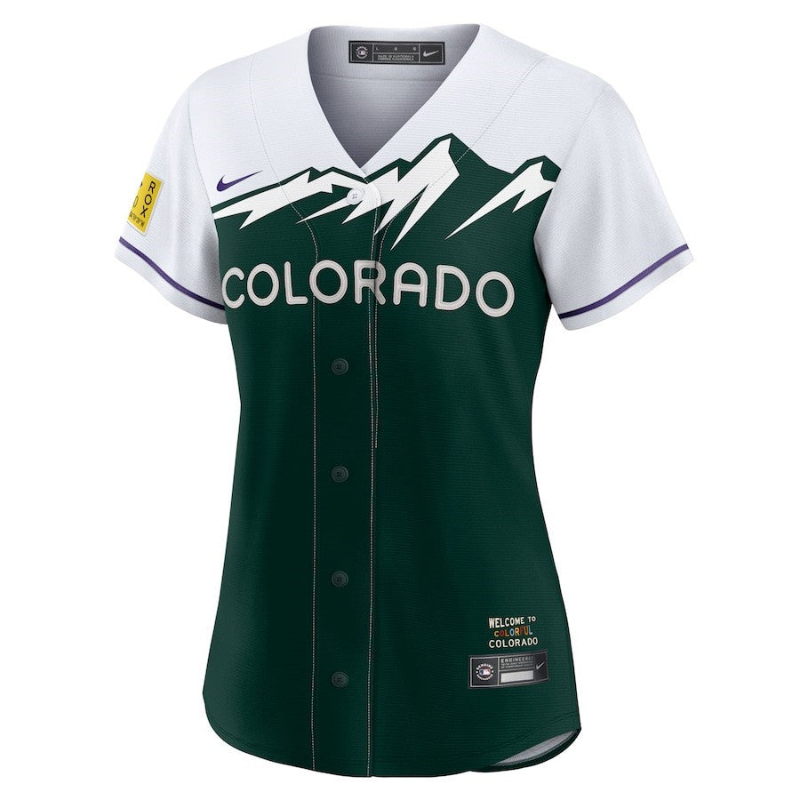 Colorado Rockies Women's City Connect Team Jersey - White/Forest Green