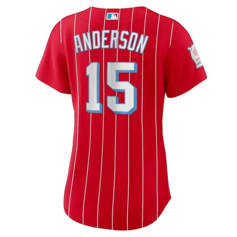 Brian Anderson 15 Miami Marlins Women's City Connect Player Jersey - Red