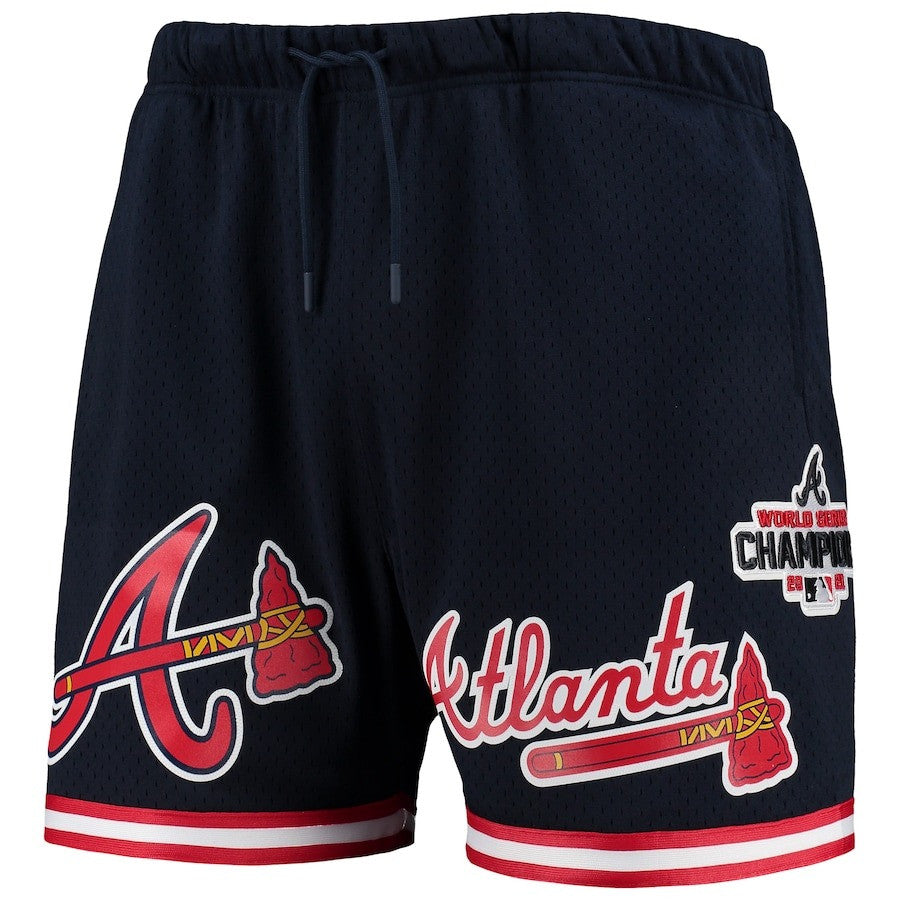 Atlanta Braves Team Logo Mesh Shorts - Navy, Men