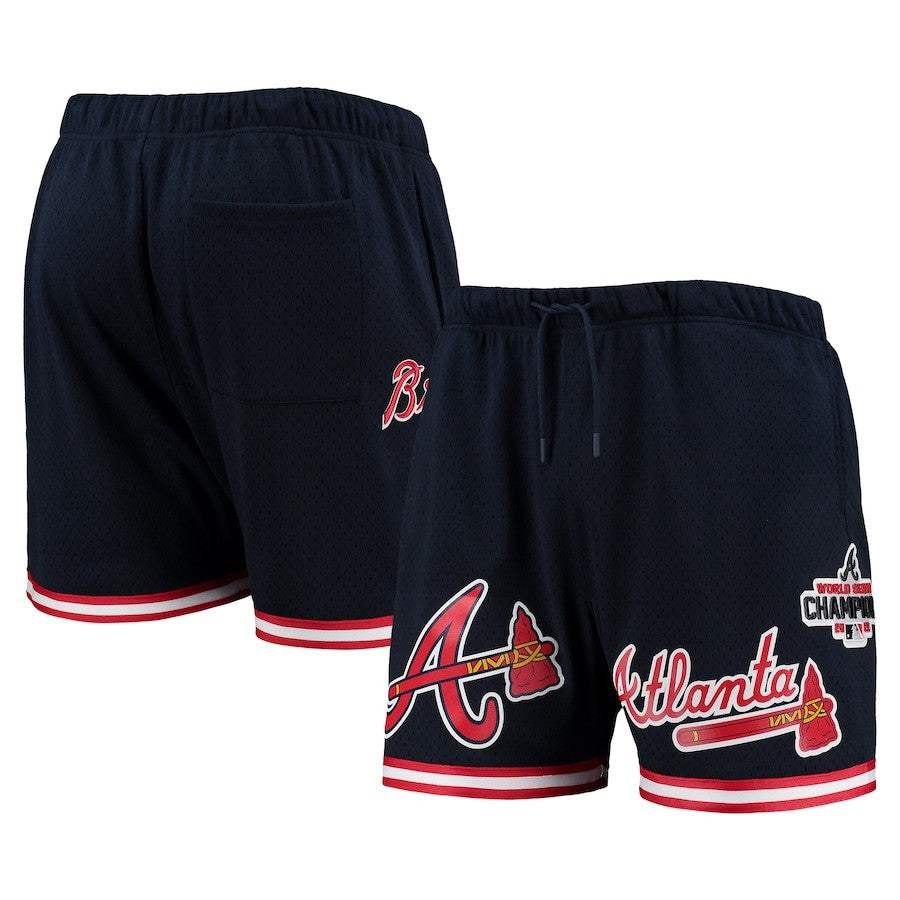 Atlanta Braves Team Logo Mesh Shorts - Navy, Men