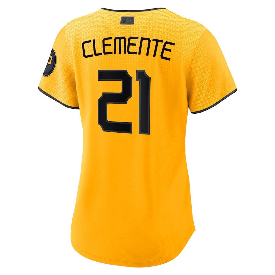 Roberto Clemente 21 Pittsburgh Pirates 2023 City Connect Women Jersey - Gold