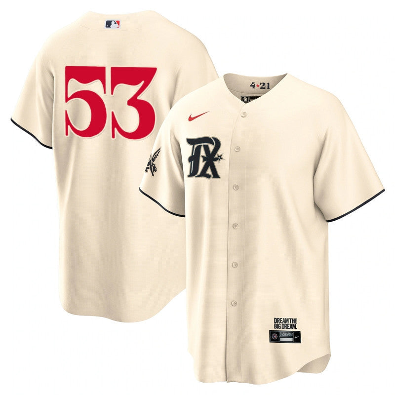 Adolis García 53 Texas Rangers 2023 City Connect Game Jersey - Cream