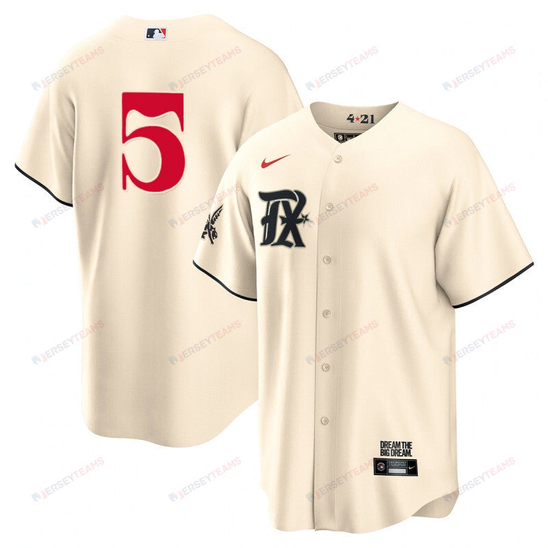 Corey Seager 5 Texas Rangers 2023 City Connect Game Jersey - Cream