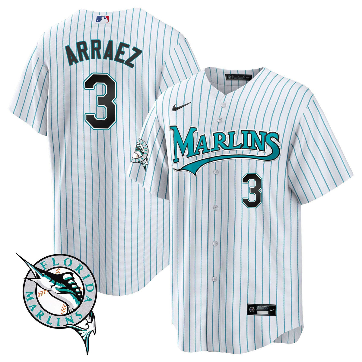 Luis Arraez 3 Miami Marlins Throwback Men Jersey - White