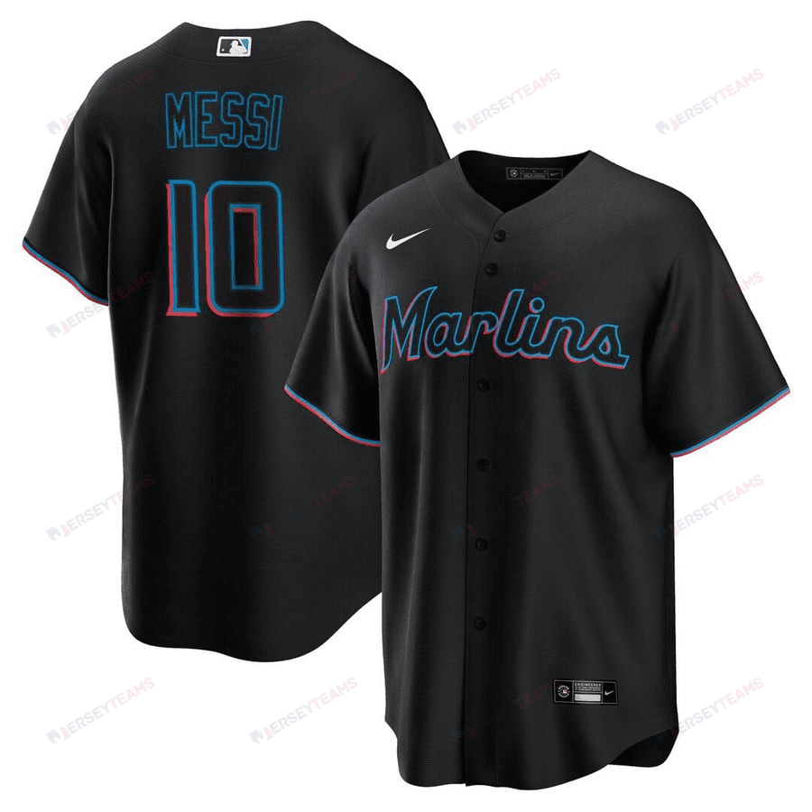 Lionel Messi Miami Marlins Baseball Jersey - Stitched Men Jersey - Black
