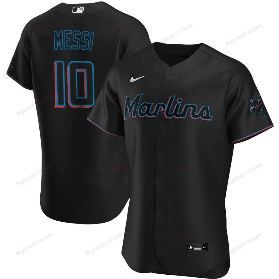 Lionel Messi Miami Marlins Baseball Elite Jersey - Stitched Men Jersey - Black