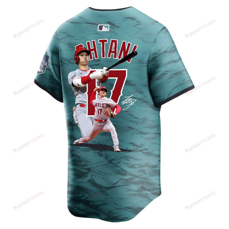 Shohei Ohtani 17 Los Angeles Angels Signed Decisive Blow 2023 All-Star Game Limited Player Men Jersey - Teal