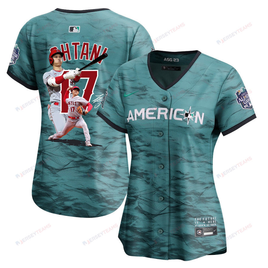 Shohei Ohtani 17 Los Angeles Angels Signed Decisive Blow 2023 All-Star Game Limited Player Women Jersey - Teal