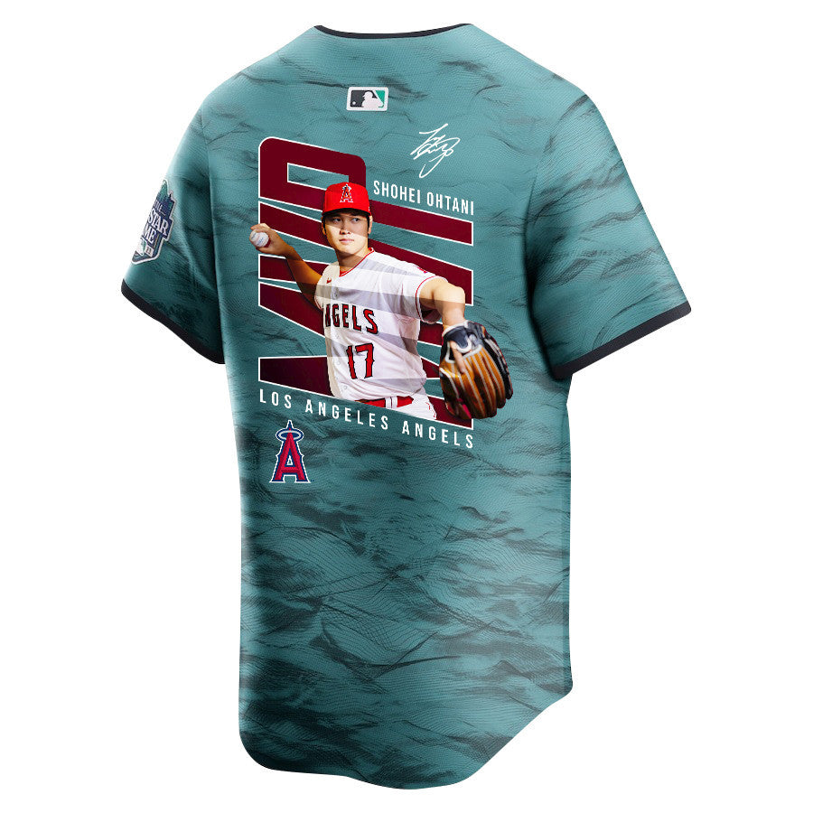 Shohei Ohtani 17 Los Angeles Angels Signed Logo 2023 All-Star Game Limited Player Men Jersey - Teal