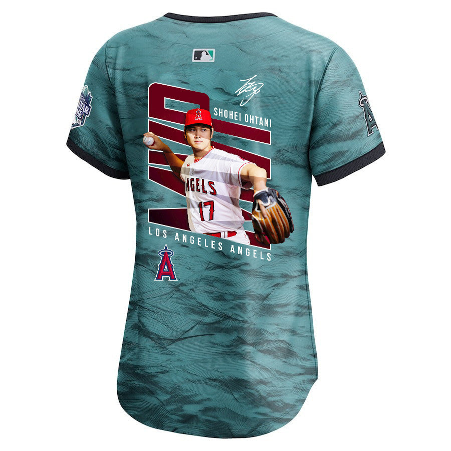 Shohei Ohtani 17 Los Angeles Angels Signed Logo 2023 All-Star Game Limited Player Women Jersey - Teal