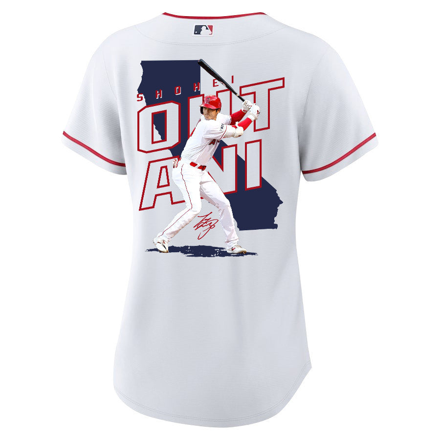 Shohei Ohtani 17 Los Angeles Angels Signed Map 2023 Home Player Women Jersey - White