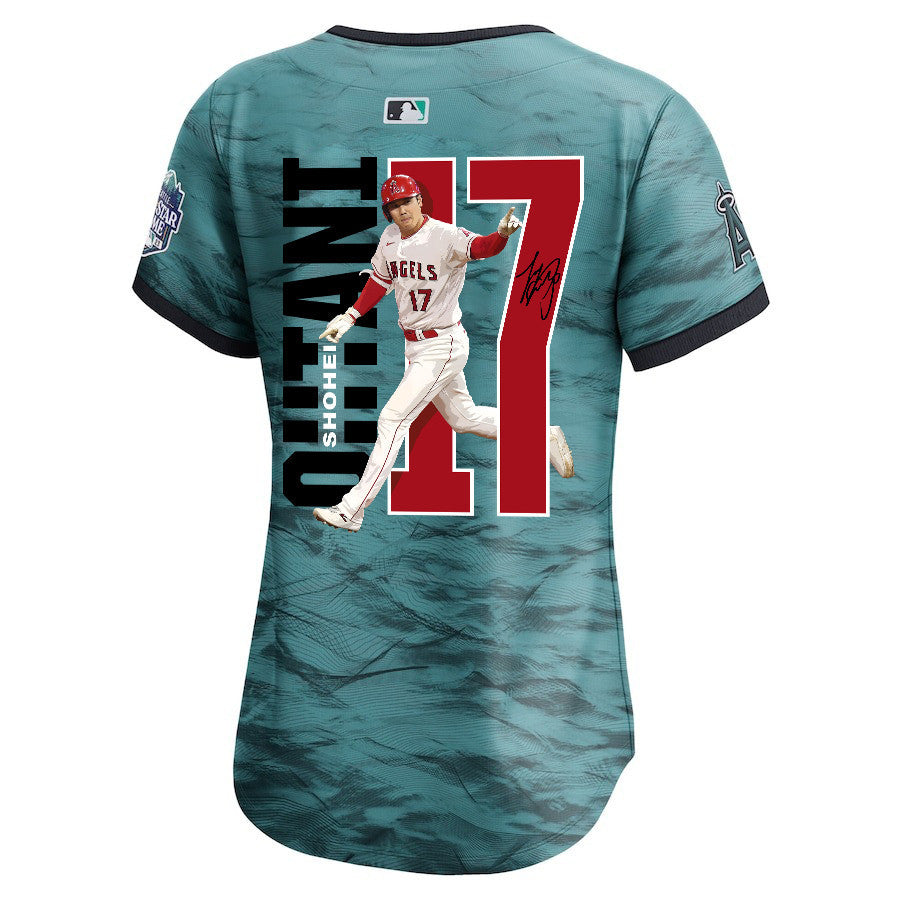 Shohei Ohtani 17 Los Angeles Angels Signed Run 2023 All-Star Game Limited Player Women Jersey - Teal