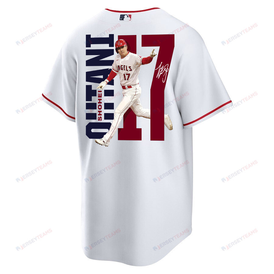 Shohei Ohtani 17 Los Angeles Angels Signed Run 2023 Home Player Men Jersey - White