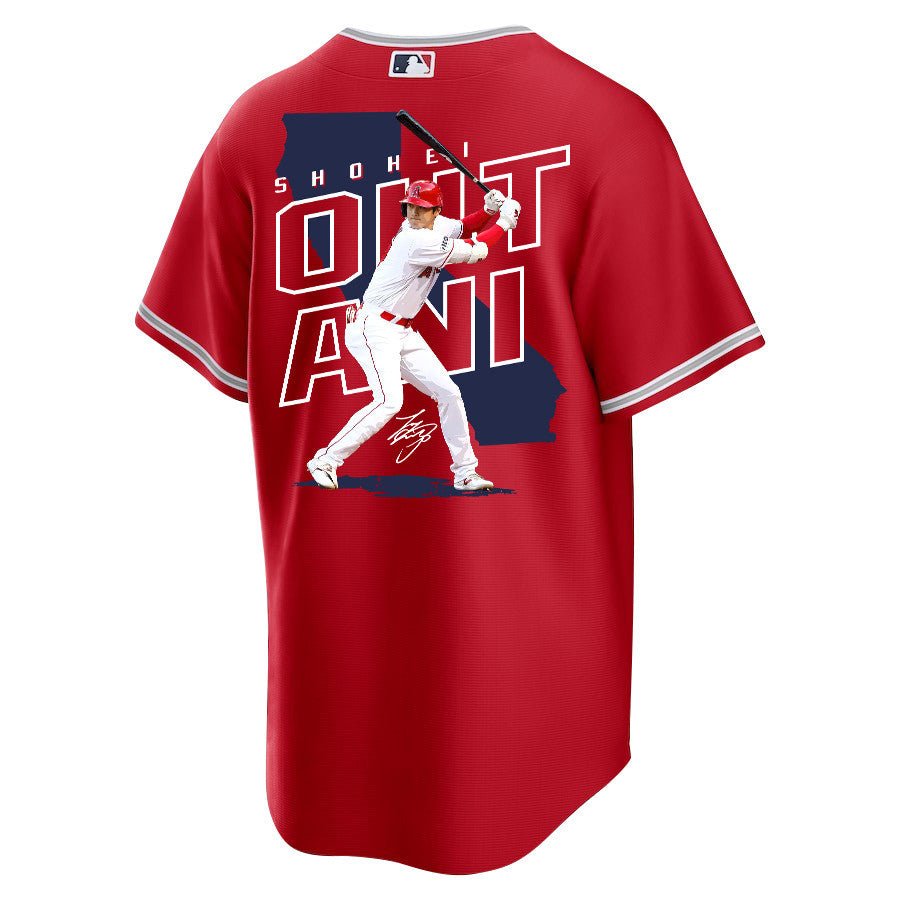 Shohei Ohtani 17 Los Angeles Angels Signed Map 2023 Alternate Player Men Jersey - Red