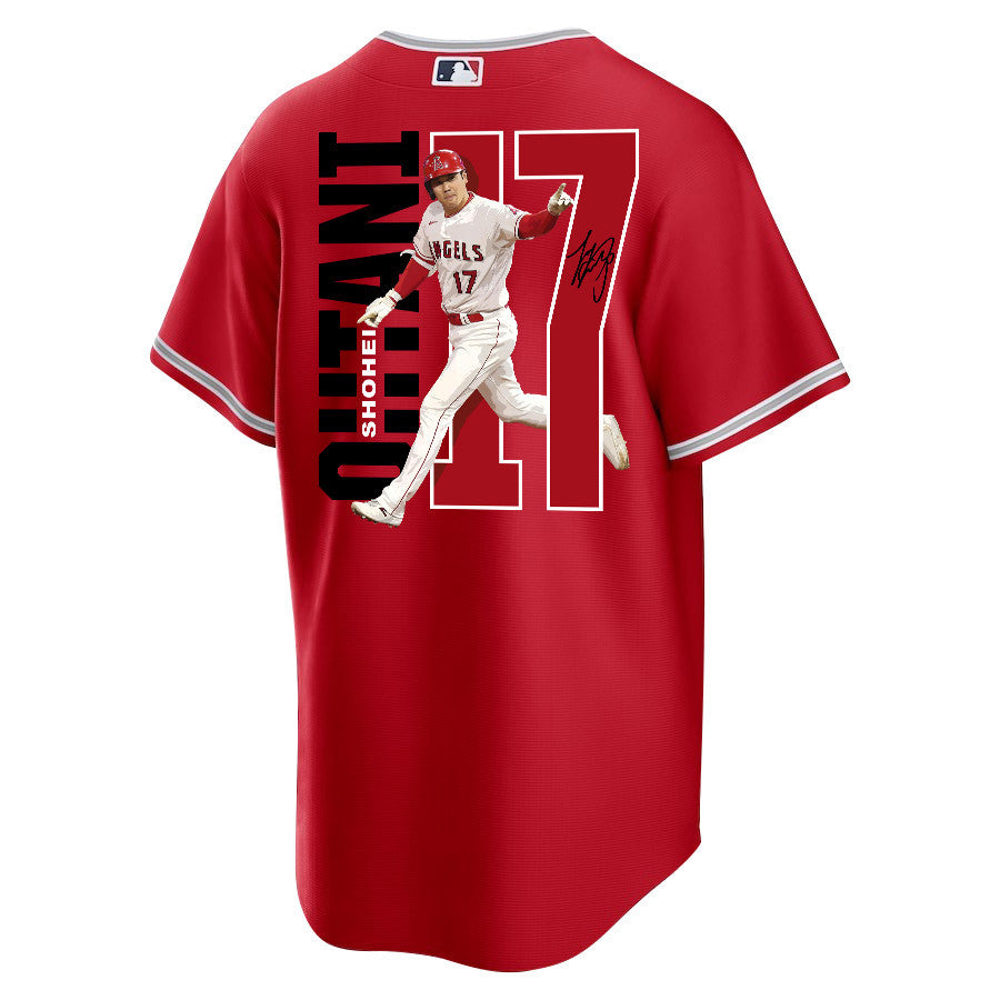 Shohei Ohtani 17 Los Angeles Angels Signed Run 2023 Alternate Player Men Jersey - Red