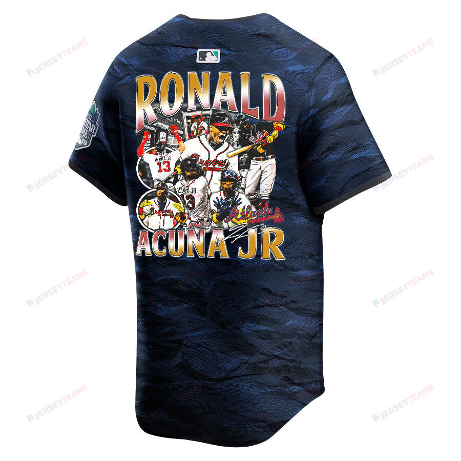 Ronald Acuña Jr. 13 Atlanta Braves Signed Posture 2023 All-Star Game Limited Player Men Jersey - Royal