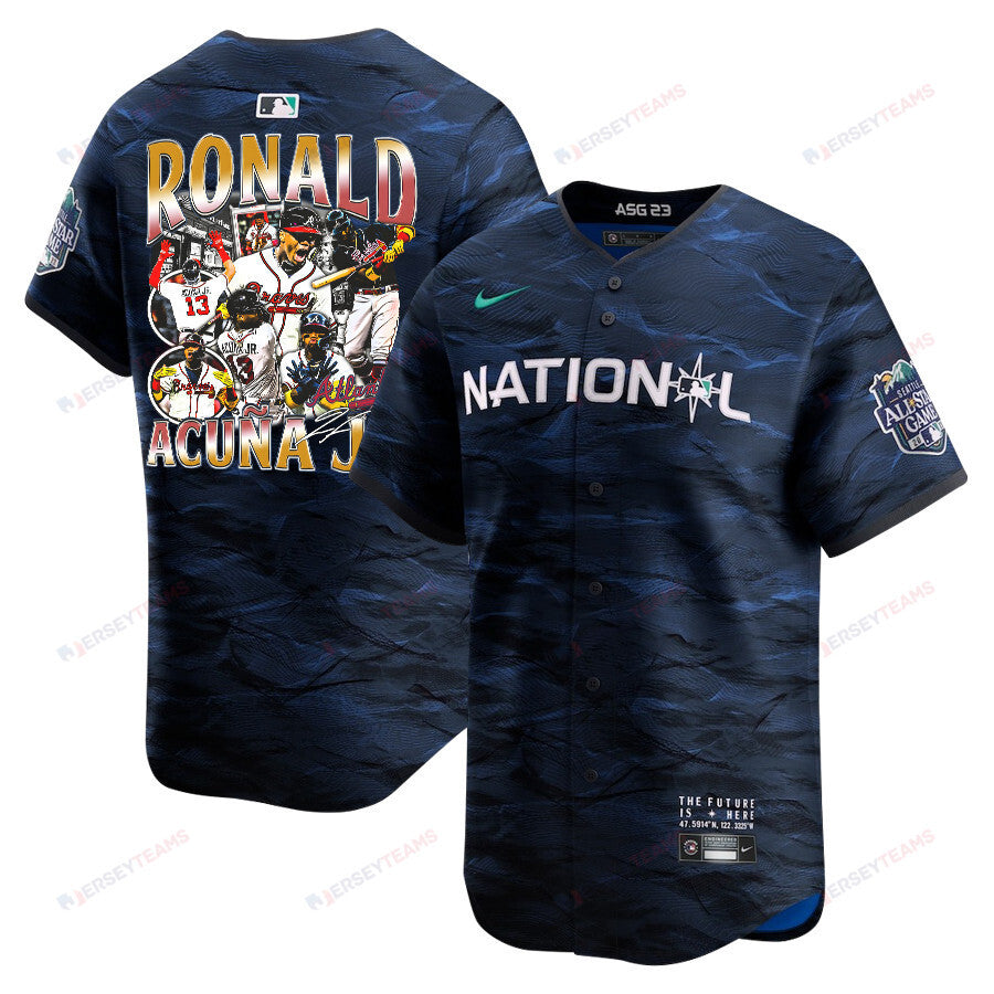 Ronald Acuña Jr. 13 Atlanta Braves Signed Posture 2023 All-Star Game Limited Player Men Jersey - Royal