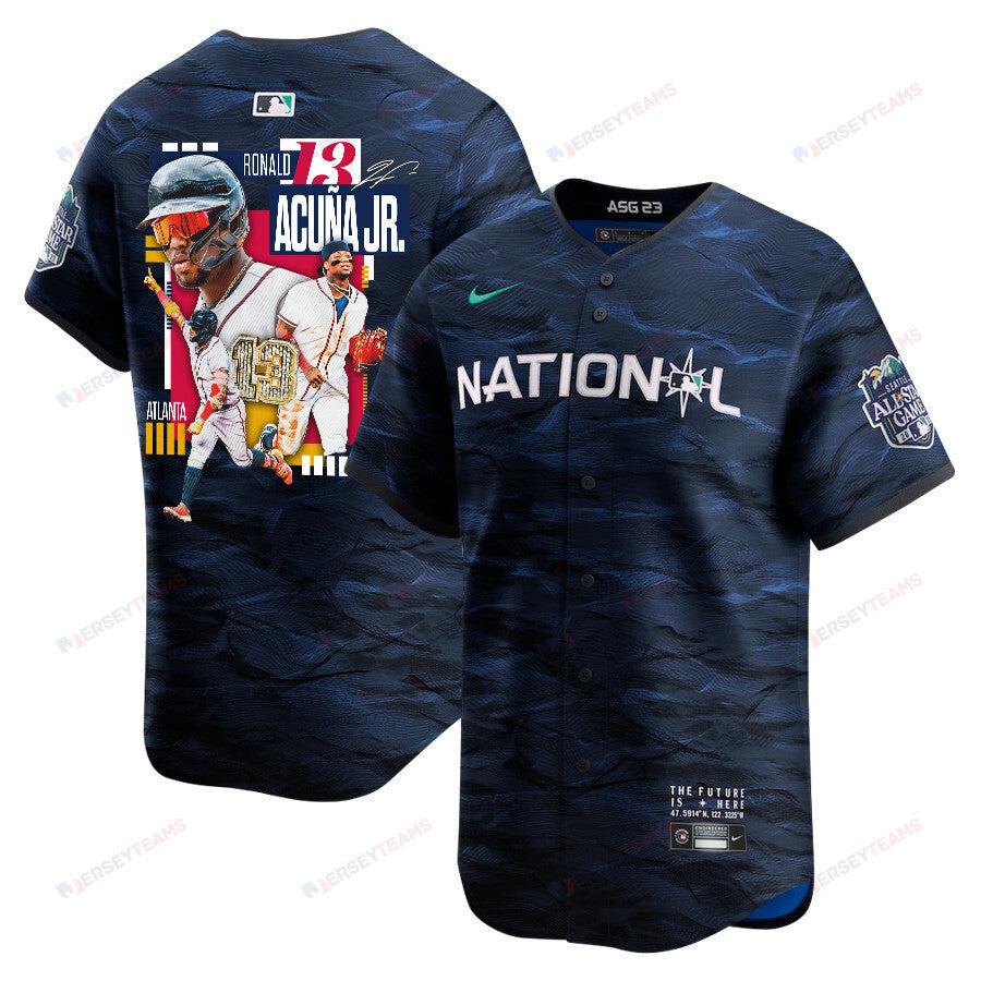 Ronald Acuña Jr. 13 Atlanta Braves Signed MVP 2023 All-Star Game Limited Player Men Jersey - Royal
