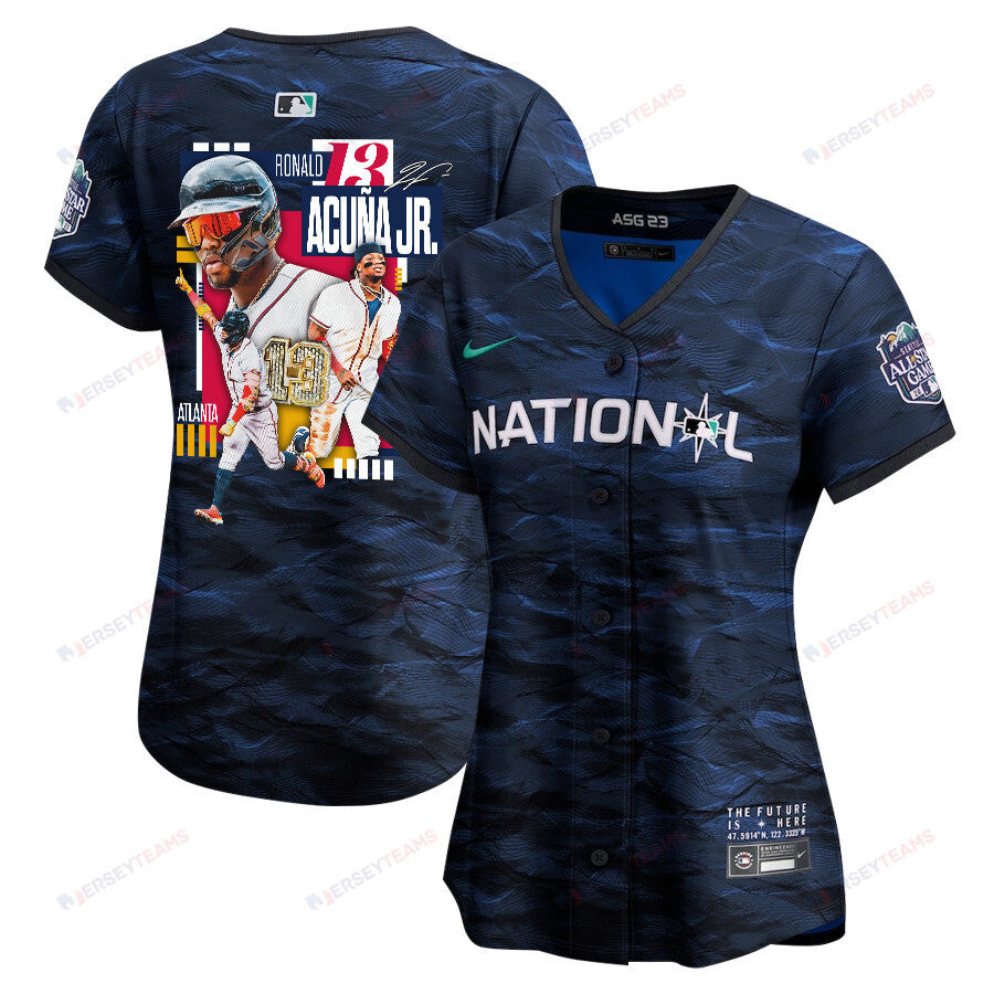 Ronald Acuña Jr. 13 Atlanta Braves Signed MVP 2023 All-Star Game Limited Player Women Jersey - Royal