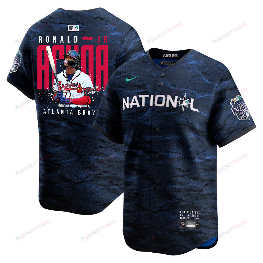 Ronald Acuña Jr. 13 Atlanta Braves Signed Gum 2023 All-Star Game Limited Player Men Jersey - Royal
