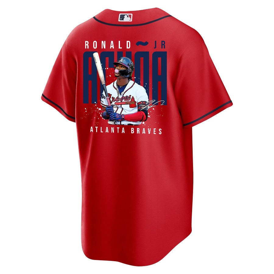 Ronald Acuña Jr. 13 Atlanta Braves Signed Gum 2023 Alternate Player Men Jersey - Red