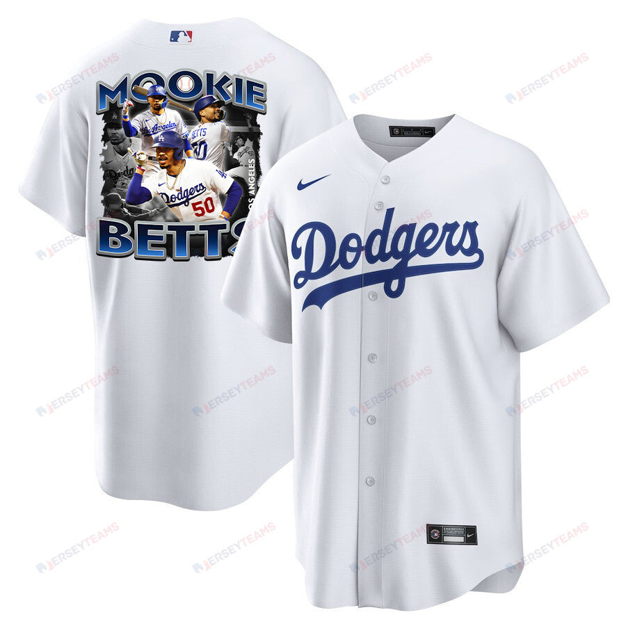Mookie Betts 50 Los Angeles Dodgers Posture 2023 Home Player Men Jersey - White